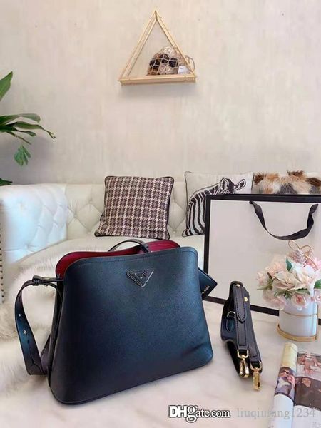 

2020 new female drawstring tote shoulder his hand bag leather bucket classic large capacity handbag messenger female package