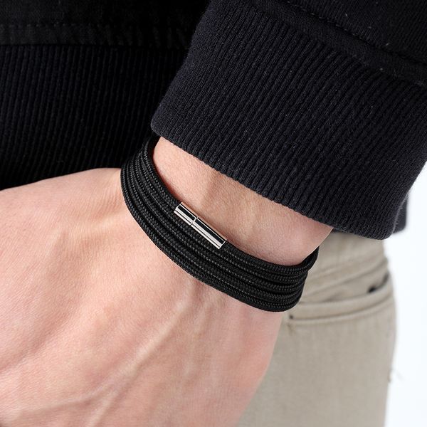 

wholesale black bracelet bohemian rope channel jewelry leather punk casual men's jewelry, Golden;silver