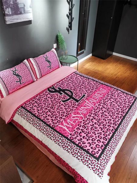 Leopard Print Y Letter Bedding Supplies Stripe Border New Pink Bed