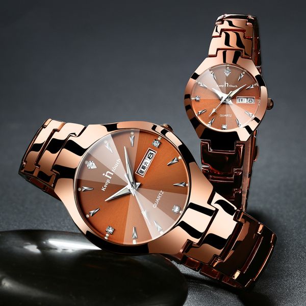 

luxury lover watches quartz calendar dress women men watch couples wristwatch relojes hombre montre connectee with box, Slivery;brown
