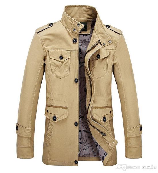 

brand trench coat men jacket windbreaker autumn overcoat outwear spring winter jackets for men 3 colors, Tan;black