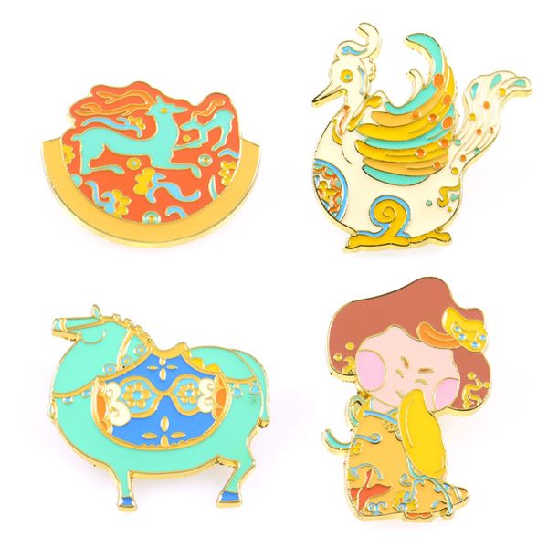 

chinese culture creative cartoon alloy pins anime cartoon pins anime movie badges accessories diy enamel lapel brooches, Gray