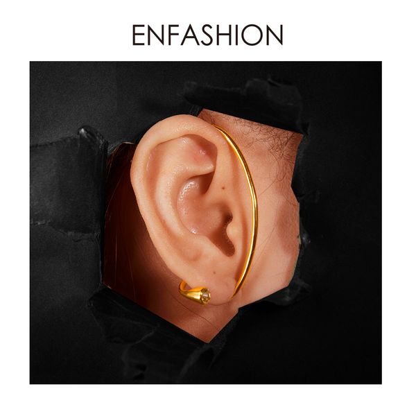 

enfashion curve crystal ear cuff clip on earrings for women gold color punk rock line earings without piercing jewelry e191093, Silver