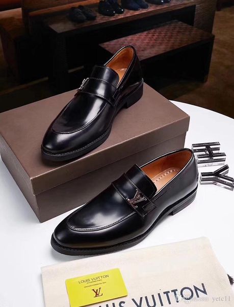

20ss men dress shoes leather brown formal man wedding shoe elegant luxury suit shoes big size fashion party shoes pointed toe flats madaod, Black