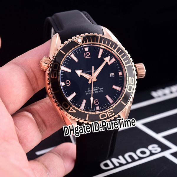 

planet ocean co-axial 600m 232.63.46.21.01.001 cal.8900 automatic mens watch rose gold black ceramics black dial leather puretime e243h8, Slivery;brown