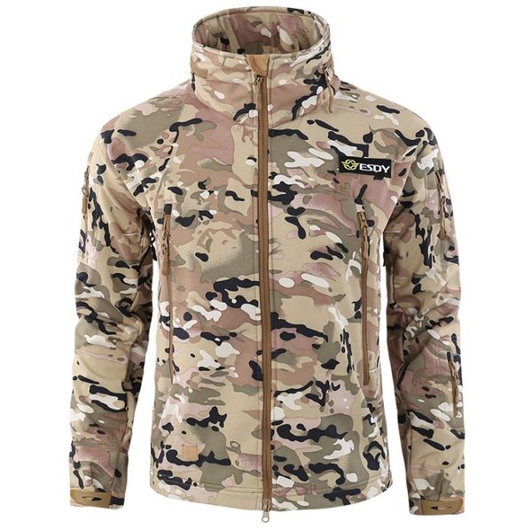 

men military tactical jacket outdoor soft shell fleece jacket army polartec sportswear thermal hunt hiking sport hoodie jackets, Black;brown