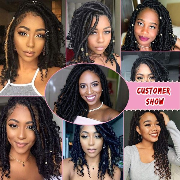 

6pcs ombre braids hair 24strands 16inch goddess faux locs crochet hair kanekalon synthetic hair for pre looped crochet braids, Black