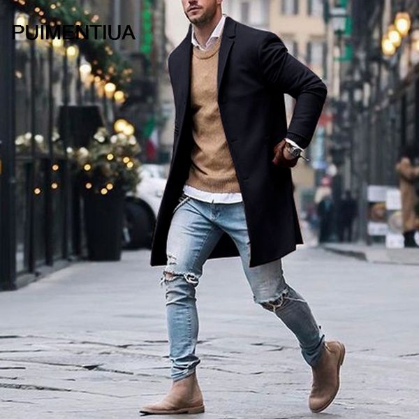 

puimentiua new winter men jacket windbreaker jacket men's autumn and winter warm brand slim men's, Black