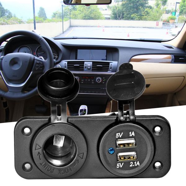 

new 12v dual car styling cigarette lighter socket 2 usb adapter charger digital voltmeter power splitter rechargeable electronic