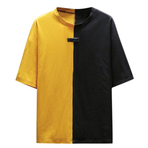 

sagace mens blouse summer men's round neck letters graffiti print stitching color short sleeve sports t-shirt short sleeve, Black;blue