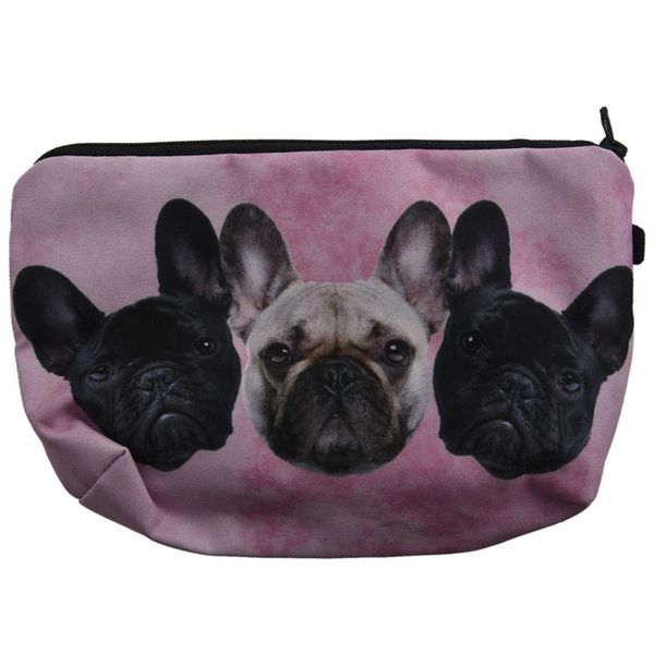 

super funny 3d printing women cosmetic bag multifunction pencil holder (3 pugs