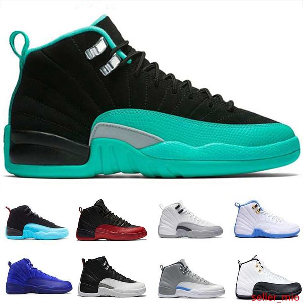 

12 men basketball shoes dark grey gamma blue playoffs high wolf wool grey gs barons sports french blue gym red sneaker