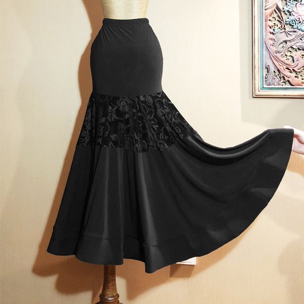 

ballroom dance skirts for women black spanish flamenco skirts ladies waltz standard competition ballroom practice wear dn3214, Black;red