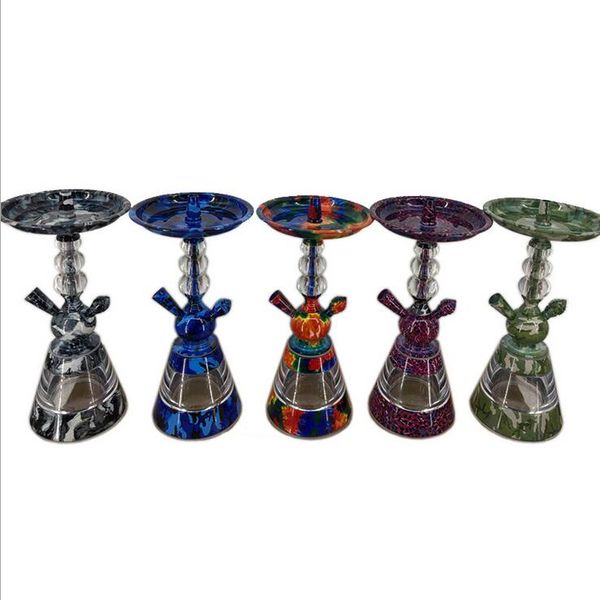 Cachimbo de água Shisha Bong Conjunto de cachimbo Tigela legal Haste árabe Copo de vidro acrílico 7 cores plataformas de petróleo de diamante para uso de Bar KTV