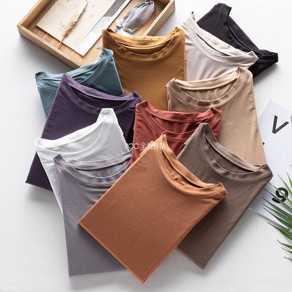 

acc season modal sweater women's solid color round neck long sleeve base sweater shirt shirt, White