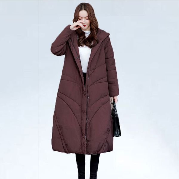 

woman winter jacket fashion hooded cotton coats female casual down parka coats ladies thicken warm overcoats winter clothing, Black
