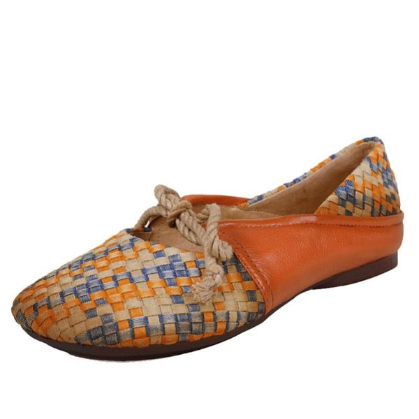 

yourseason плетение плоские ботинки женщин узелок неподдельной кожи 2020 весна осень круглый toe casual мелкие дамы смешанные цвета обувь, Black