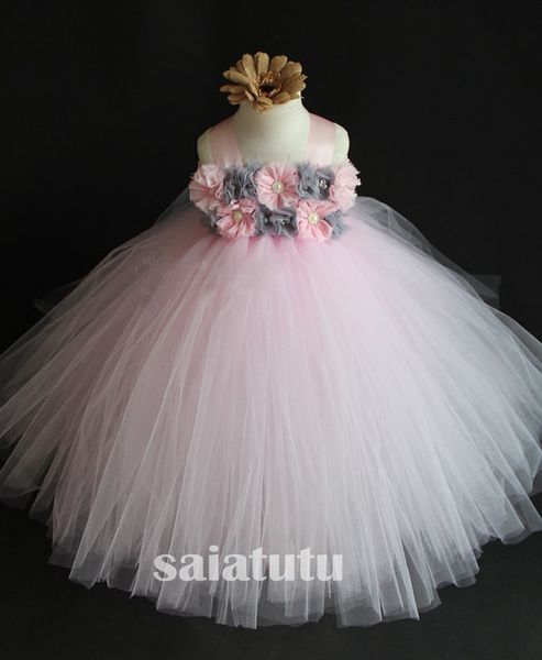 

flower fairy girls new year princess wedding gown kids dresses tutu party birthday children gray dress christmas vestido, Red;yellow