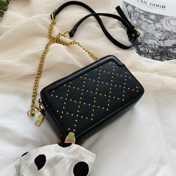 

женский марочные цепи rivet crossbody сумки для женщин 2020 роскошные сумки конструктора мешком главная женская рука плечо сумка