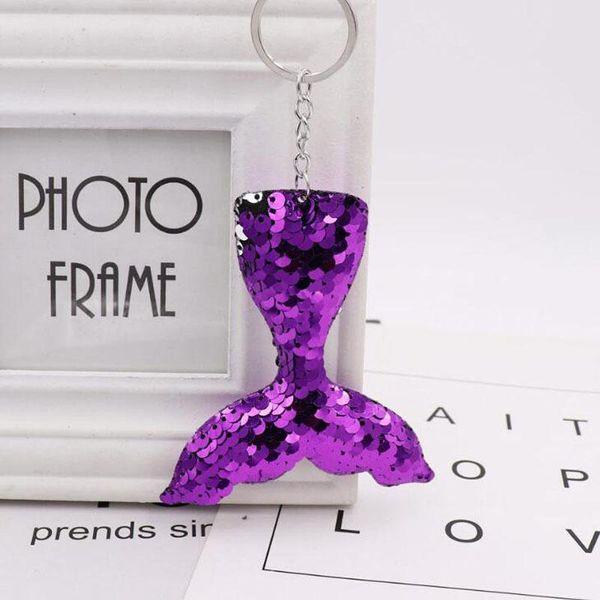 

fashion- fashion keychains mermaid fish tail sequins key ring pendant ornament for girls bag decorations key chain, Slivery;golden