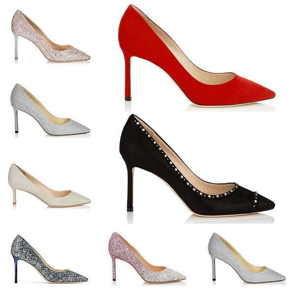 

2019 fashion luxury designer women lady shoes high heels romy glitter rhinestone black red 8cm 10cm 12cm dress party wedding shoe