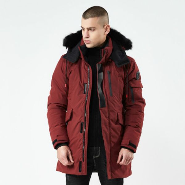 

men designer down parkas fahsion solid color long winter down mens hooded thick windproof jackets men luxury down coat, Black