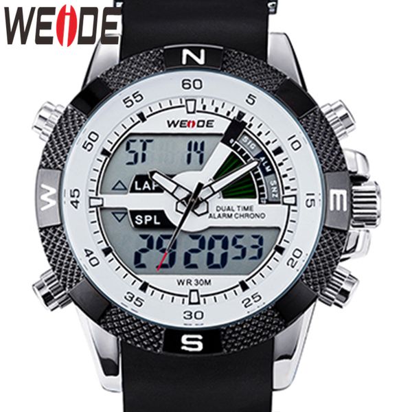 

weide watch men fashion sports men's watches quartz led clock man army wrist watch relogio masculino, Slivery;brown