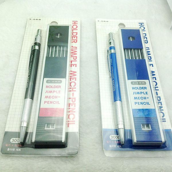 

2019 lead holder pencil 12 leads 2b 2.0mm automatic mechanical draughting drafting drawing pencil, Blue;orange