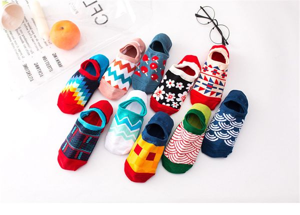 

антипробуксовочная конструктора женщин носки модные геометрическая printed дышащие и удобные единственные носки пары повседневный носки диза, Black;white