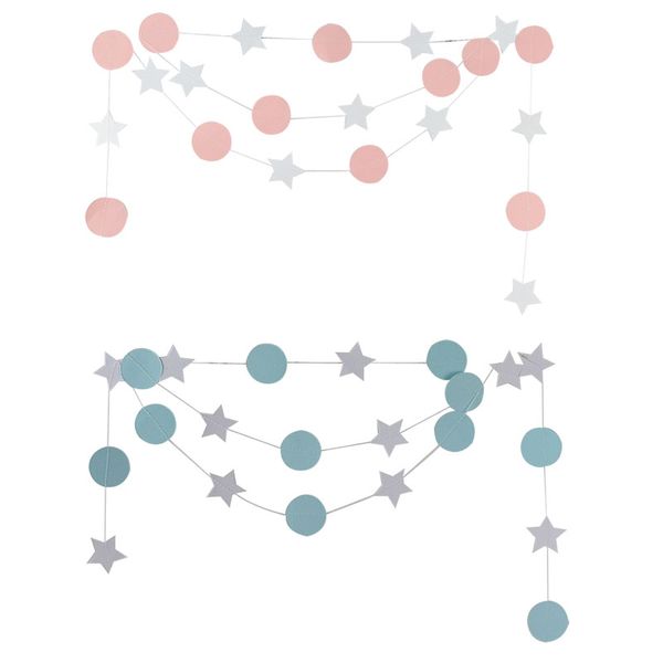 

1pcs 2m hanging banner star round shape paper garland strings valentine's wedding birthday party hanging banner decorations