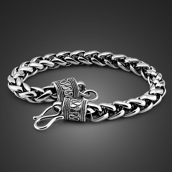 

new fashion retro men shitai silver bracelet korean male models 100% 925 sterling silver bracelet coarse 7 mm20cm thai silver, Golden;silver
