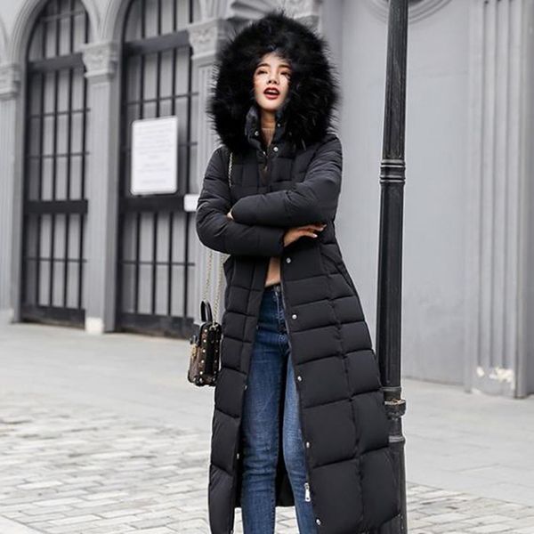 

fashion winter women's clothing long over the knee design cotton clothing women slim fit cotton outwear ladies warm coats, Black