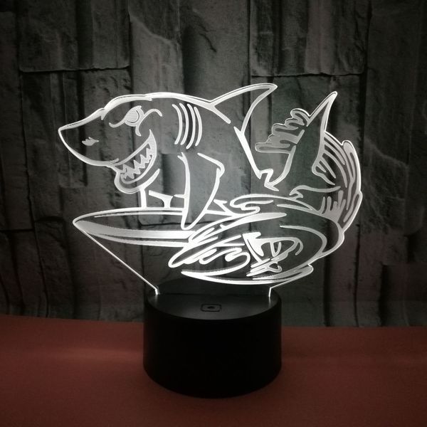 

foreign trade new pattern shark 3d lamp colorful touch remote control 3d led vision lamp gift decoration 3d small night-light