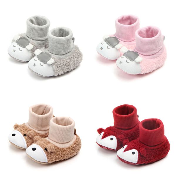 

newborn infant baby cotton shoes animal booties soft slipper boots step socks, Black;grey