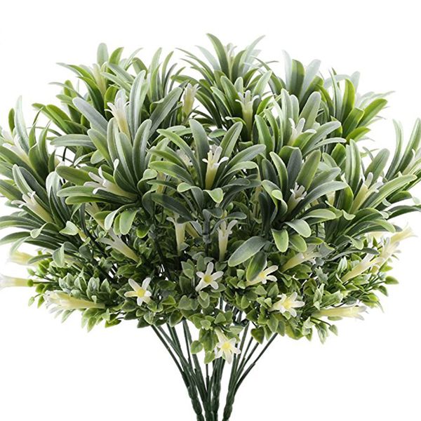 

artificial plastic lily flowers plants fake leaves garden shrubs green grass bushes faux morning glory home outdoor decoration