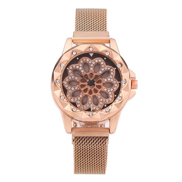 

multicolor optional luxury watches for women rose gold be in good luck clock fashion magnet mesh magnet buckle quartz watch, Slivery;brown