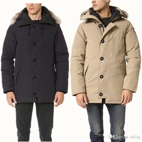 

2020 winter classic menswear brand outdoor canada men's loose european size goose down jacket thickened warm men's hardiness down, Black