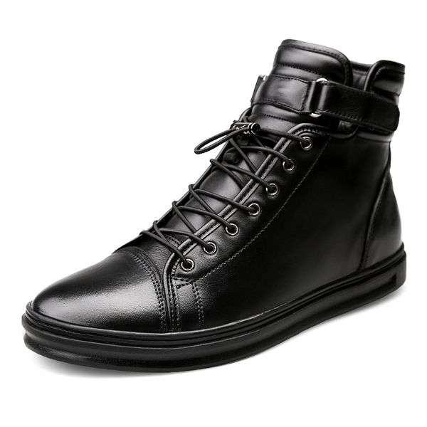 

fashion leather shoes men casual shoes winter plus velvet to keep warm black comfortable sneakers men flats shoes size 48 %m8818