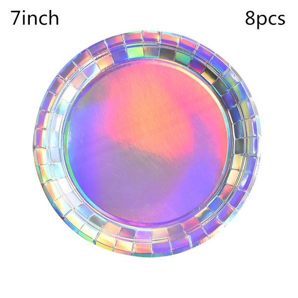 

8pcs iridescent disposable tableware sets party paper cup plate straw party tableware for wedding decor birthday supplies