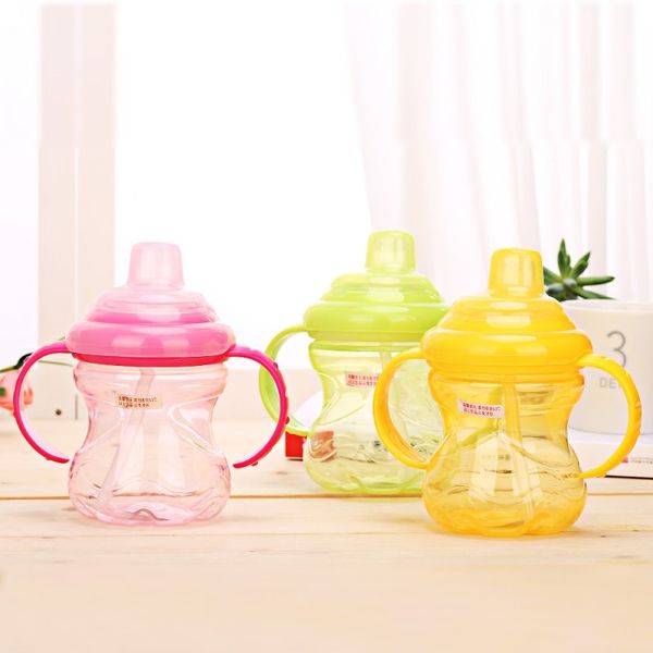 Bebé Sippy Copas Niños botella de agua Bebida manijas de paja