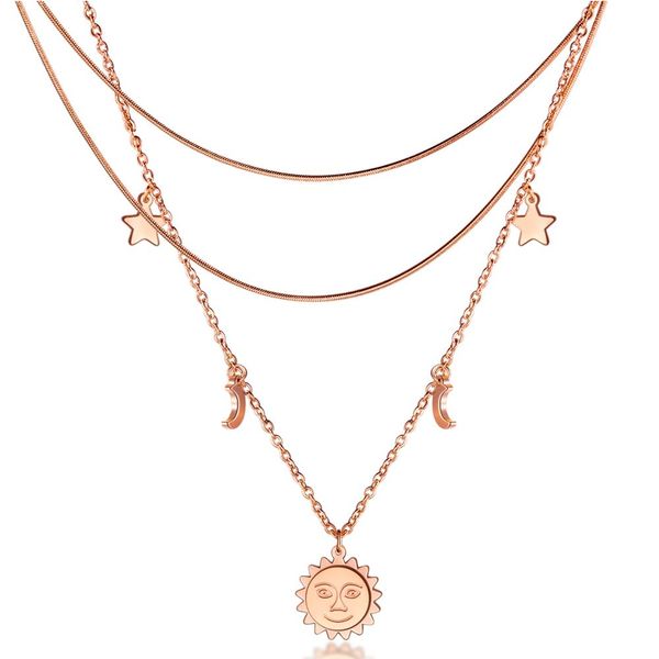 

ch-625 new jewelry multi layer beads choker necklaces for women moon fashion pendant vintage collier choker necklace, Silver