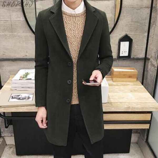 

casual woolen coats / male high-end slim jackets men jacket new men's fashion boutique solid color business, Black;brown