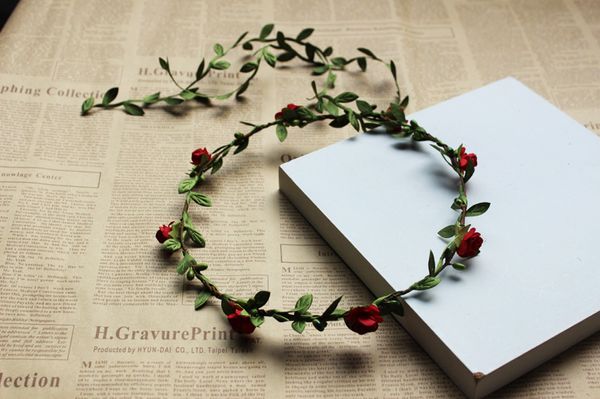 

10pcs berries leaves red rose handmade branch rustic wreath garland,floral crown,flower girl,halo,wholesale price,lots sale