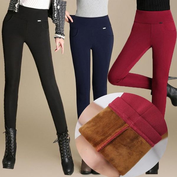 

women leggings women designer pants high women waist pencil pants fleece no warm trousers female velvet trousers black stretch leggings, Black;white