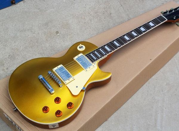 

бесплатная доставка hot sale! электрогитара с мерцающим золотым телом и белой накладкой, оригинальный neck, предложением customized как вы с