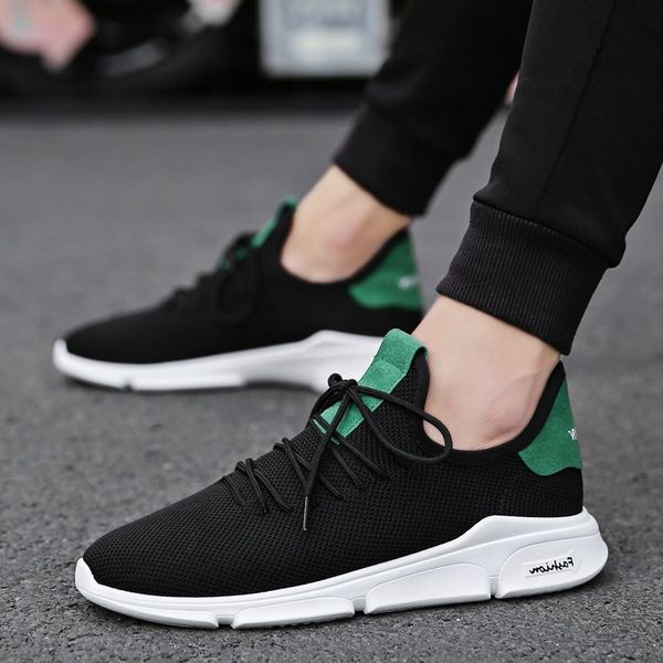 

adisputent 2019 casual men shoes torridity sneaker breathable casual mesh shoes trend korean men sweat-absorbant, Black