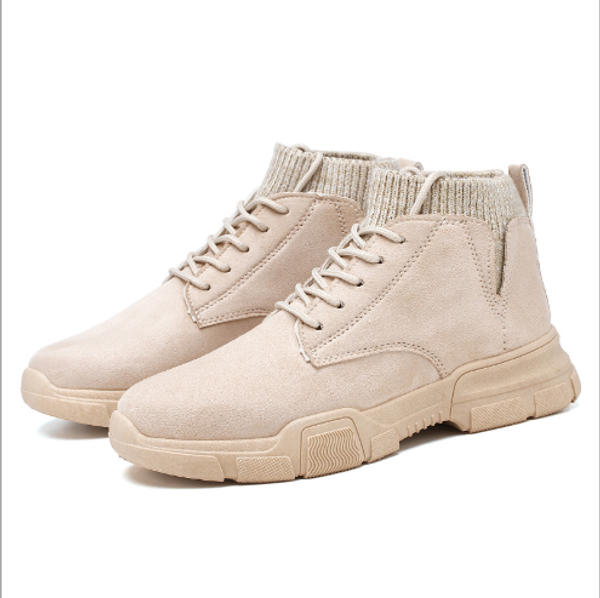 

boots for men autumn/winter 2019 new style with fleece middle and high boots for men's non-slip socks men's casual work, Black