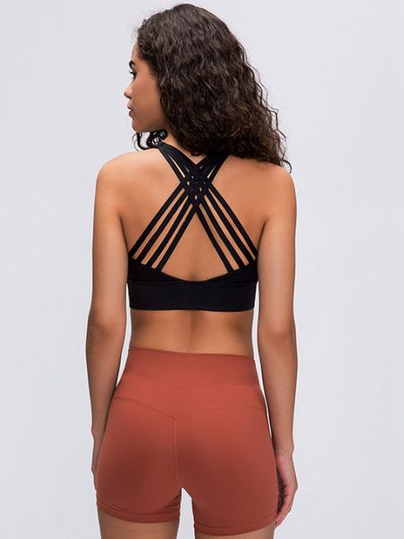 

lu-63 women sports to be moved bra yoga gym workout breathing broadband high strength 8-line bra fitness running lady underwear, White;red