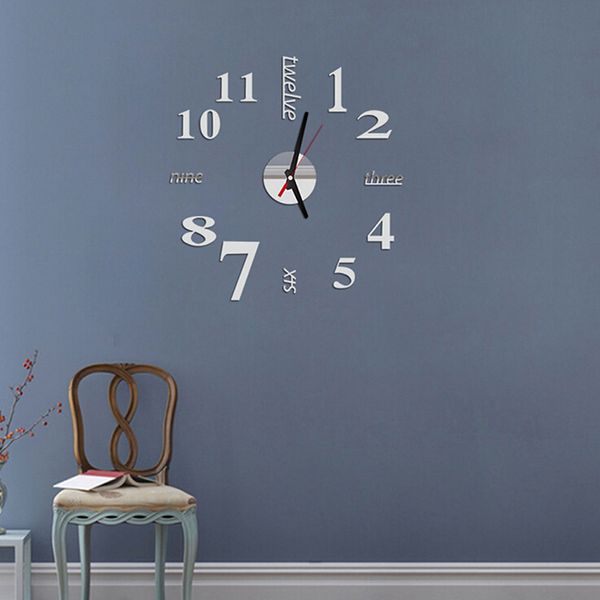 Quartz Clocks Fashion Watches 3d Real Big Wall Clock Rushed Mirror Sticker Diy Living Room Decor Al From