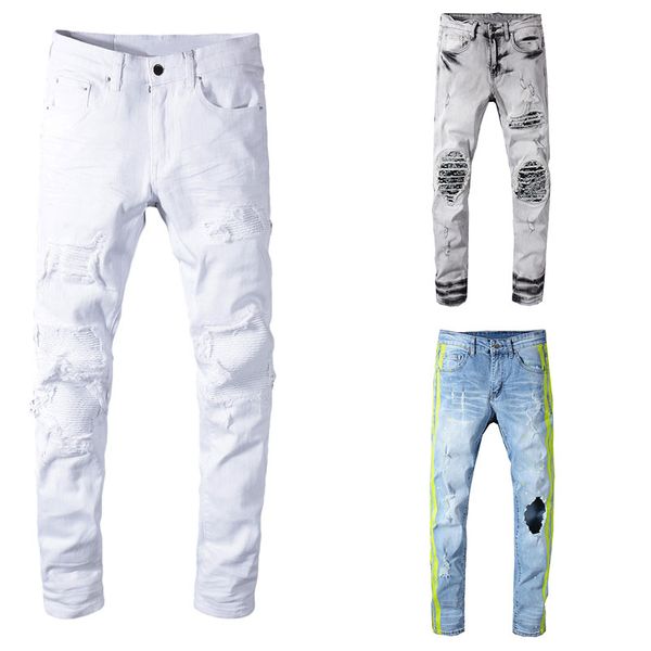 

2019 new italian style fashion skinny jeans stretch casual men jeans designer classical men high quality, Blue